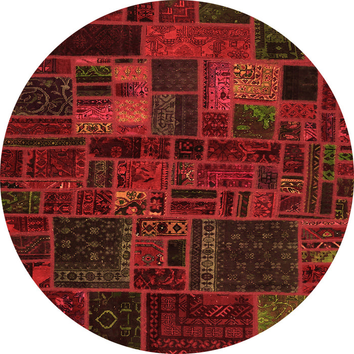Round Machine Washable Oriental Orange Modern Area Rugs, wshabs5645org