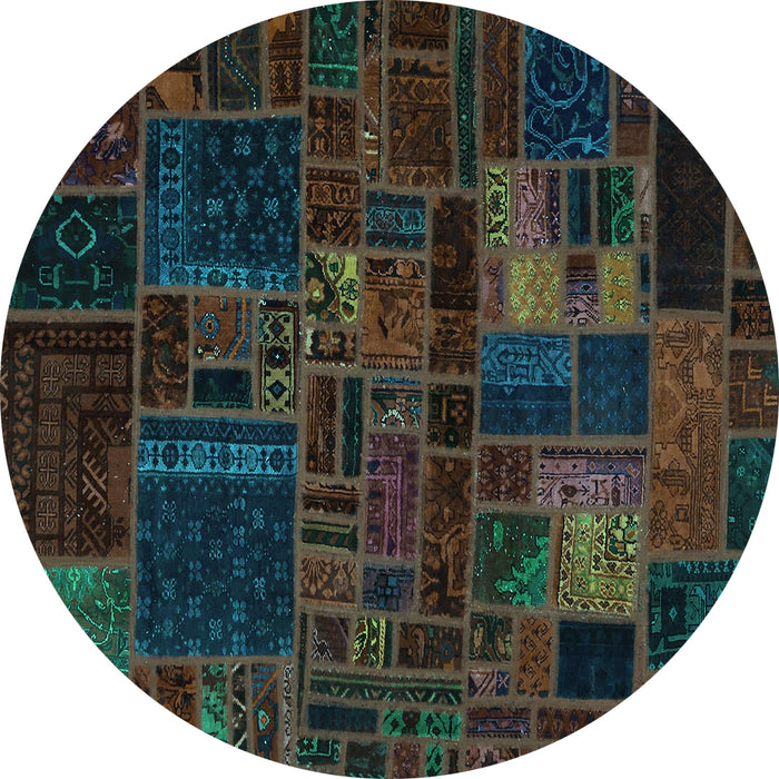 Round Oriental Turquoise Modern Rug, abs5645turq