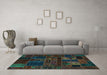 Machine Washable Oriental Turquoise Modern Area Rugs in a Living Room,, wshabs5645turq