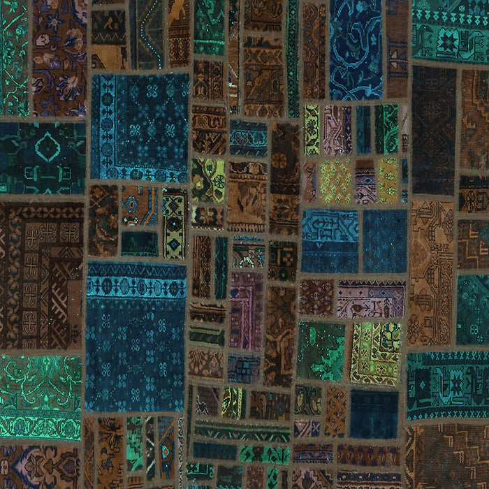 Square Machine Washable Oriental Turquoise Modern Area Rugs, wshabs5645turq