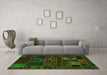 Machine Washable Oriental Green Modern Area Rugs in a Living Room,, wshabs5645grn