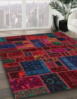 Machine Washable Abstract Purple Rug in a Family Room, wshabs5645