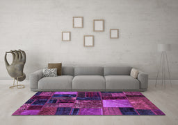 Machine Washable Oriental Purple Modern Area Rugs in a Living Room, wshabs5646pur