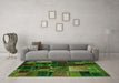 Machine Washable Oriental Green Modern Area Rugs in a Living Room,, wshabs5646grn