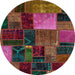 Round Abstract Brown Oriental Rug, abs5646