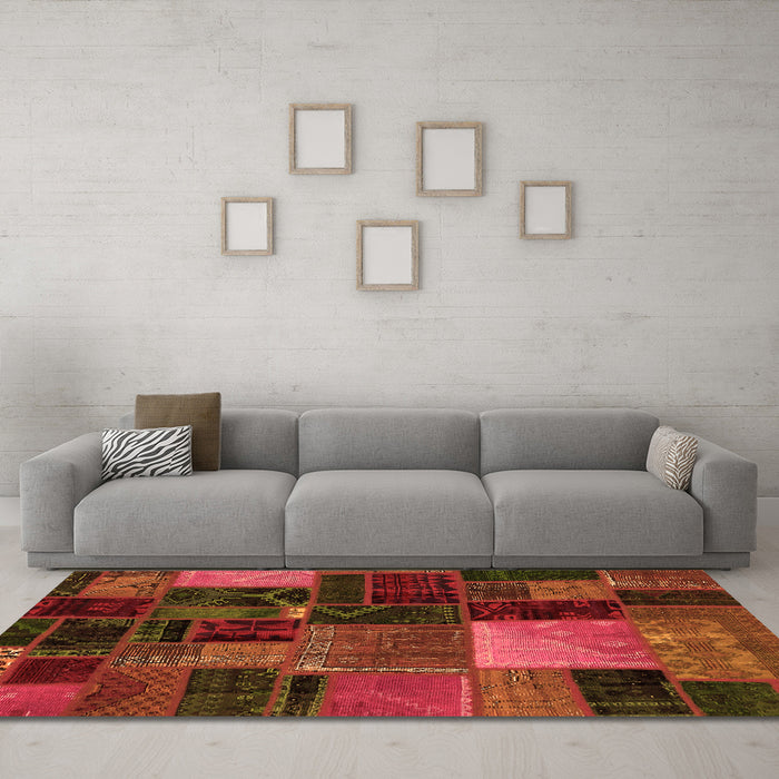 Machine Washable Oriental Orange Modern Area Rugs in a Living Room, wshabs5646org