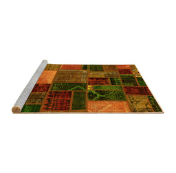Sideview of Machine Washable Oriental Yellow Modern Rug, wshabs5646yw