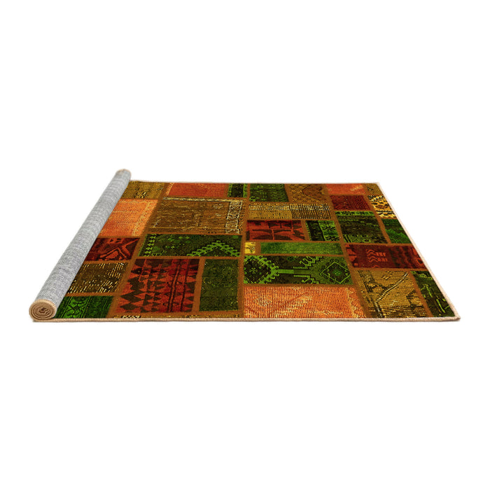 Sideview of Machine Washable Oriental Yellow Modern Rug, wshabs5646yw