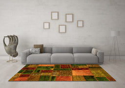 Machine Washable Oriental Yellow Modern Rug in a Living Room, wshabs5646yw