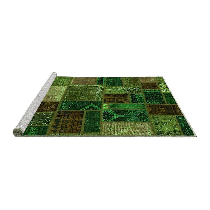 Sideview of Machine Washable Oriental Green Modern Area Rugs, wshabs5646grn