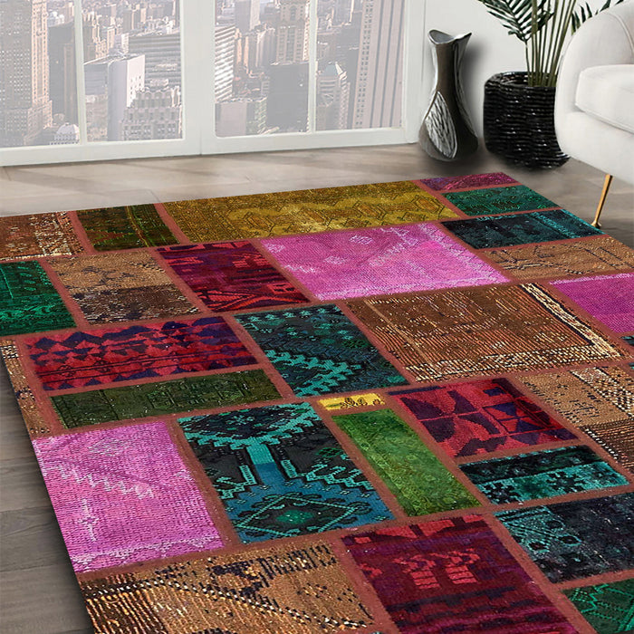 Machine Washable Abstract Brown Rug in a Family Room, wshabs5646
