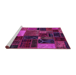 Sideview of Machine Washable Oriental Pink Modern Rug, wshabs5646pnk