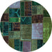 Round Oriental Turquoise Modern Rug, abs5646turq