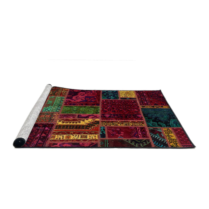 Sideview of Machine Washable Abstract Red Wine or Wine Red Rug, wshabs5647