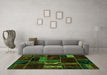 Machine Washable Oriental Green Modern Area Rugs in a Living Room,, wshabs5647grn