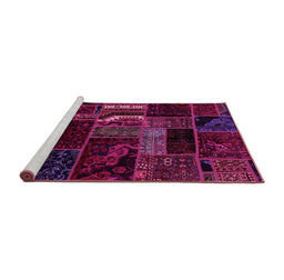 Sideview of Machine Washable Oriental Pink Modern Rug, wshabs5647pnk