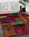 Machine Washable Abstract Red Wine or Wine Red Rug in a Family Room, wshabs5647