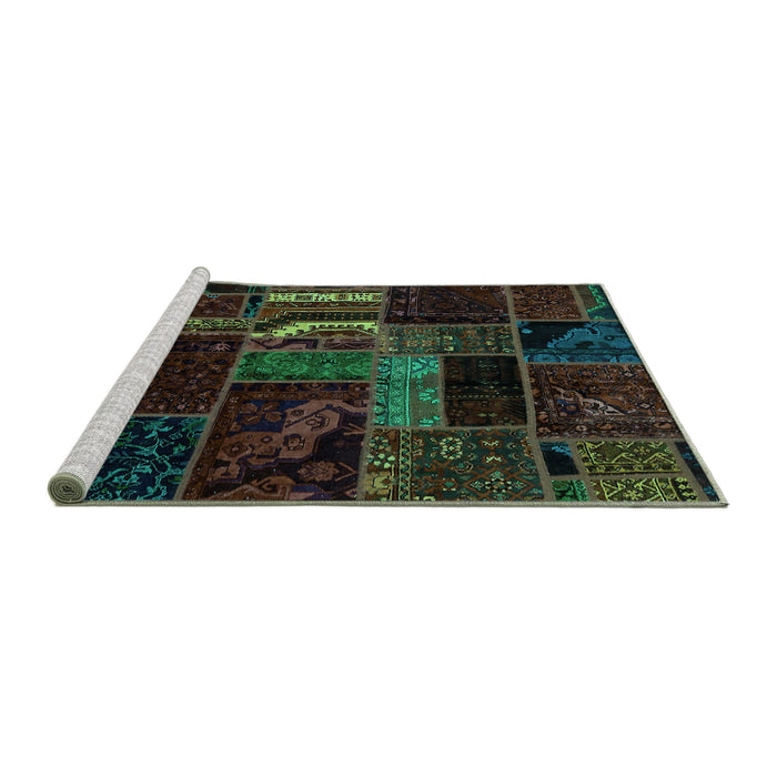 Sideview of Machine Washable Oriental Turquoise Modern Area Rugs, wshabs5647turq