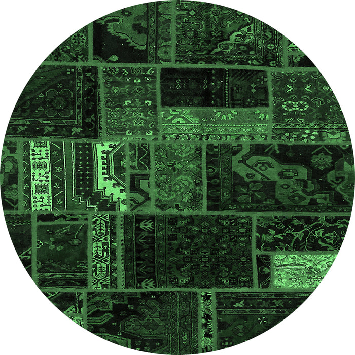 Round Oriental Emerald Green Modern Rug, abs5647emgrn