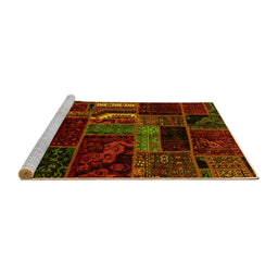 Sideview of Machine Washable Oriental Yellow Modern Rug, wshabs5647yw