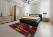 Abstract Wine Red Oriental Rug in a Bedroom, abs5647