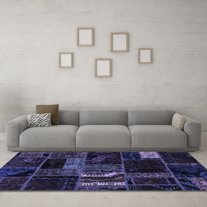 Machine Washable Oriental Blue Modern Rug in a Living Room, wshabs5647blu