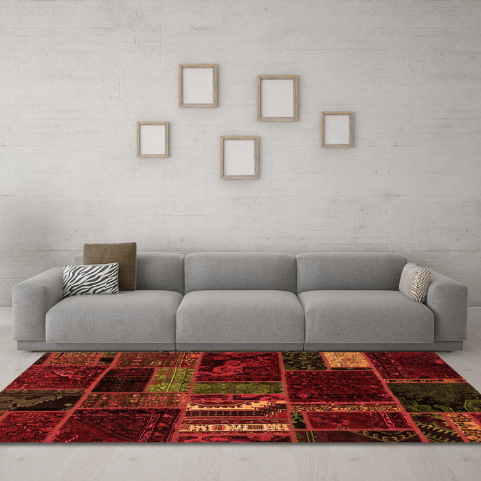 Machine Washable Oriental Orange Modern Area Rugs in a Living Room, wshabs5647org