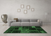 Machine Washable Oriental Emerald Green Modern Rug, wshabs5647emgrn