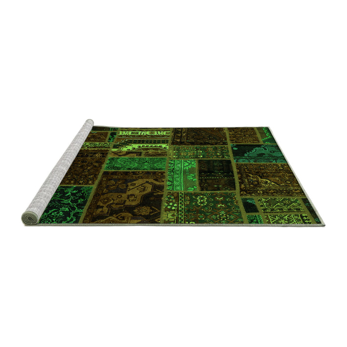 Sideview of Machine Washable Oriental Green Modern Area Rugs, wshabs5647grn