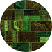 Round Oriental Green Modern Rug, abs5647grn