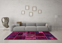 Machine Washable Oriental Pink Modern Rug, wshabs5647pnk