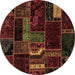 Round Oriental Brown Modern Rug, abs5647brn