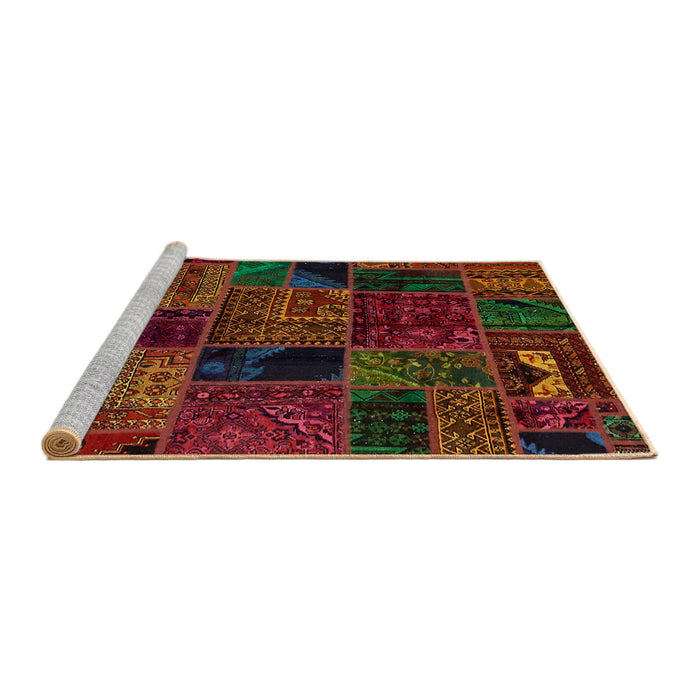 Sideview of Machine Washable Abstract Red Brown Rug, wshabs5648