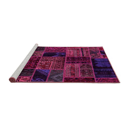 Sideview of Machine Washable Oriental Pink Modern Rug, wshabs5648pnk