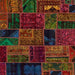 Square Abstract Reddish Brown Oriental Rug, abs5648