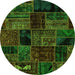 Round Oriental Green Modern Rug, abs5648grn