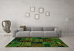 Machine Washable Oriental Green Modern Area Rugs in a Living Room,, wshabs5648grn