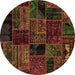 Round Oriental Brown Modern Rug, abs5648brn