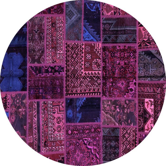 Round Machine Washable Oriental Purple Modern Area Rugs, wshabs5648pur