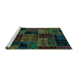 Sideview of Machine Washable Oriental Turquoise Modern Area Rugs, wshabs5648turq