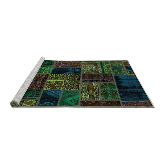 Sideview of Machine Washable Oriental Turquoise Modern Area Rugs, wshabs5648turq