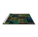 Sideview of Machine Washable Oriental Turquoise Modern Area Rugs, wshabs5648turq