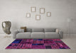 Machine Washable Oriental Purple Modern Area Rugs in a Living Room, wshabs5648pur