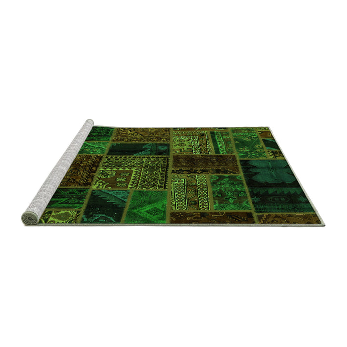 Sideview of Machine Washable Oriental Green Modern Area Rugs, wshabs5648grn