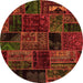 Round Machine Washable Oriental Orange Modern Area Rugs, wshabs5648org