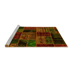 Sideview of Machine Washable Oriental Yellow Modern Rug, wshabs5648yw