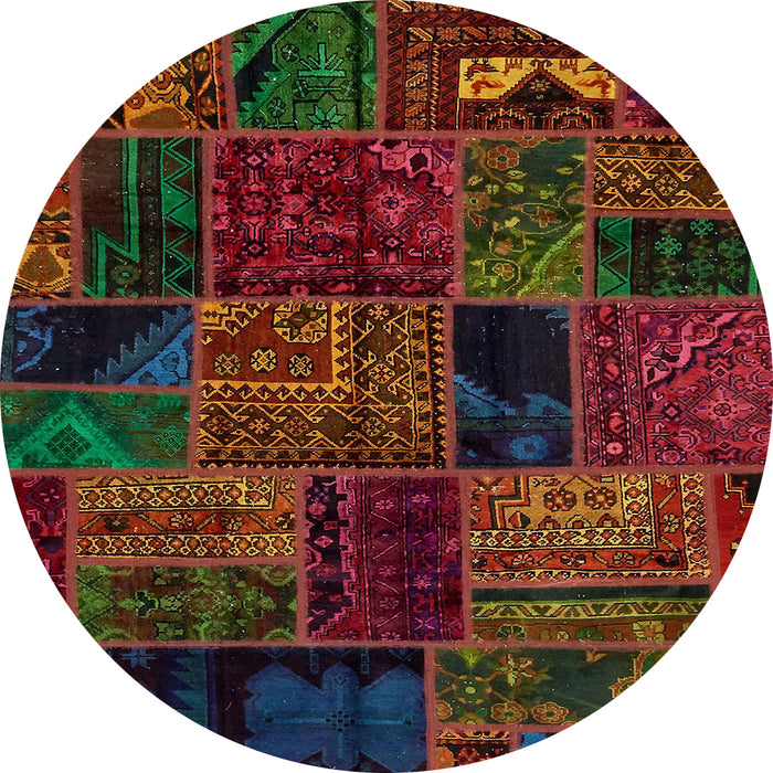 Round Abstract Reddish Brown Oriental Rug, abs5648