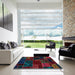 Square Machine Washable Abstract Gray Rug in a Living Room, wshabs5649