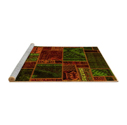 Sideview of Machine Washable Oriental Yellow Modern Rug, wshabs5649yw