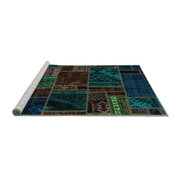 Sideview of Machine Washable Oriental Turquoise Modern Area Rugs, wshabs5649turq